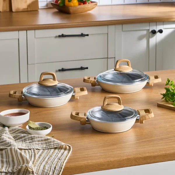 Swiss Crystal Induction 6-Piece Cookware Set, Creamy - Image 2
