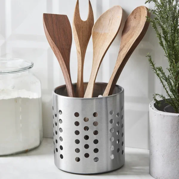Stainless Steel Utensil Holder, 12cm x 13cm, Silver - Image 2