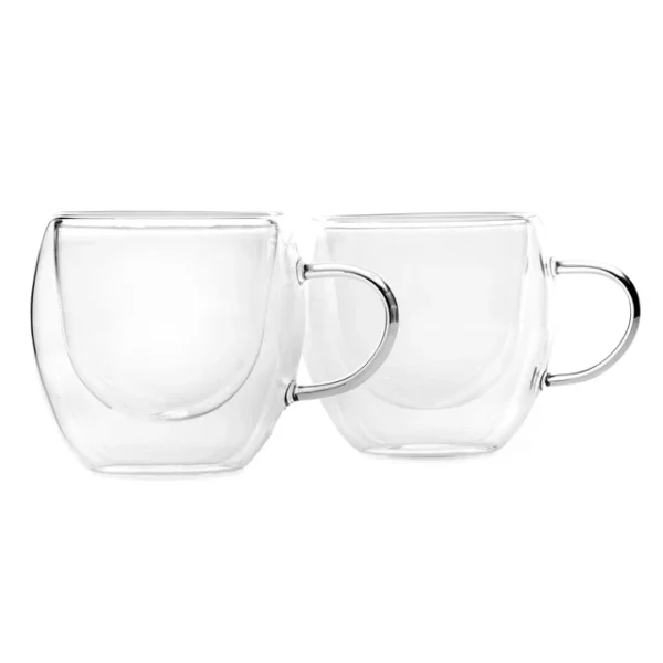 Double Wall Borosilicate Glass Espresso Cup Set of 2, 80ml, Transparent