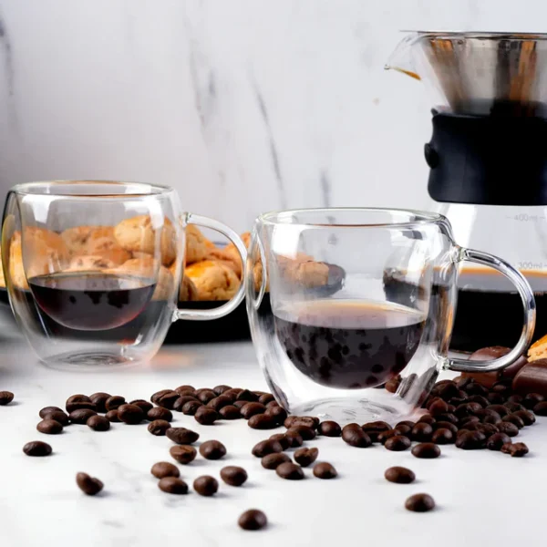 Double Wall Borosilicate Glass Espresso Cup Set of 2, 80ml, Transparent - Image 3