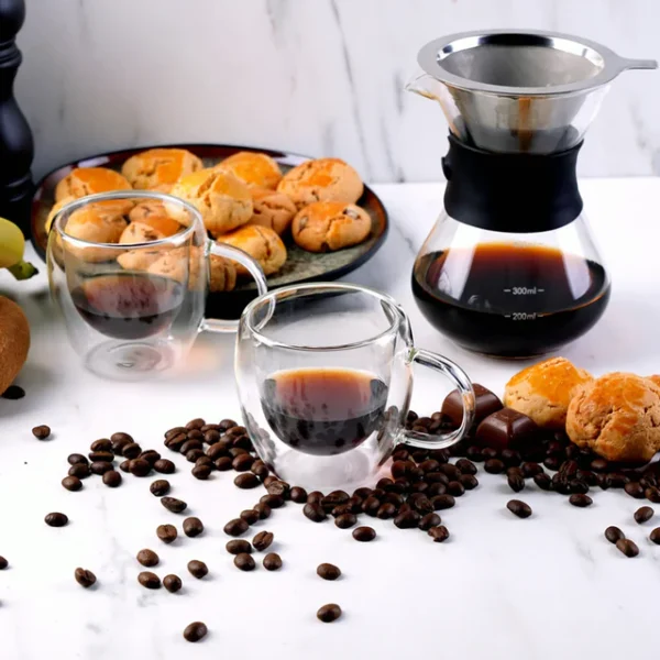 Double Wall Borosilicate Glass Espresso Cup Set of 2, 80ml, Transparent - Image 5