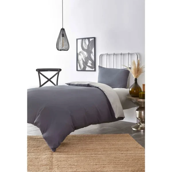 Duvet Cover Set, Single, Light & Dark Grey - Image 3