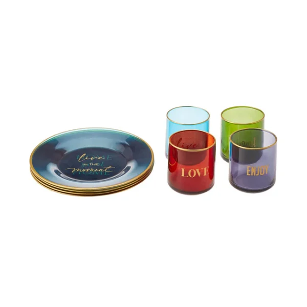Intense 8-Piece Glass Serveware and Glass Set, Multi - Image 2
