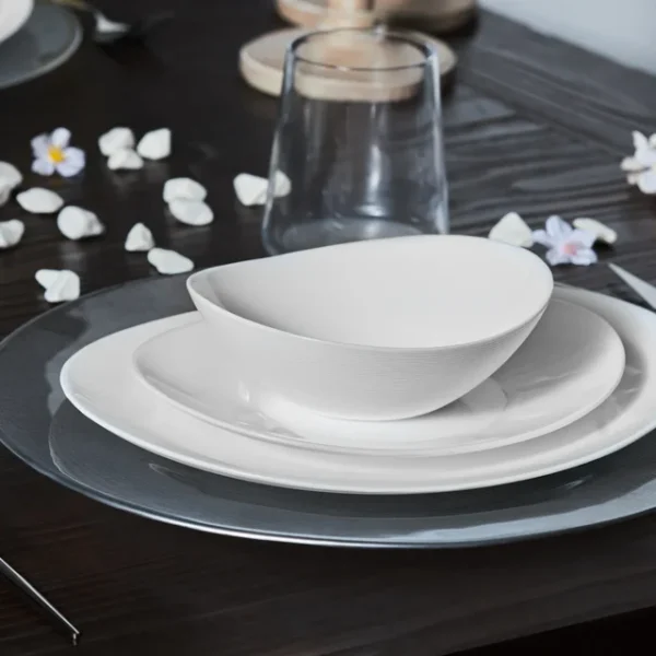 White Pure 12-Piece Opal Glass Dinner Set for 4 People, White - Image 3