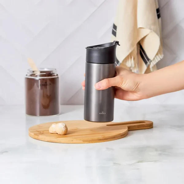 Stainless Steel French Press Flask, 350ml, Silver Black - Image 2