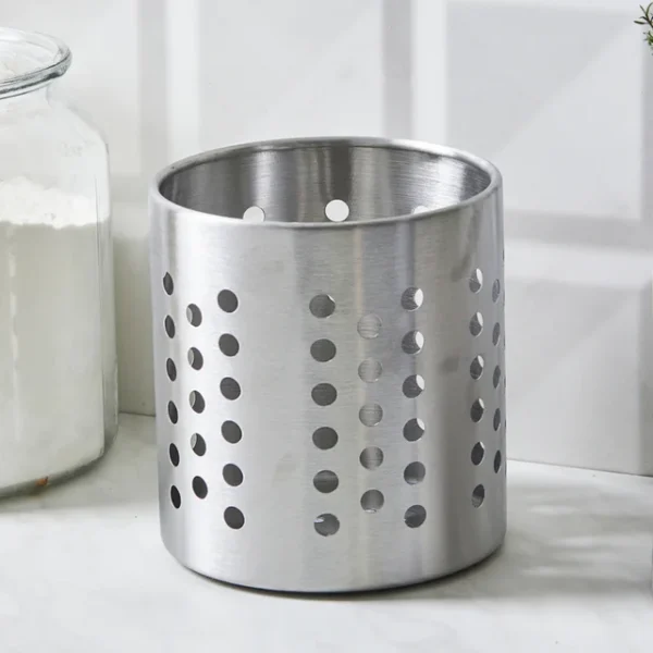 Stainless Steel Utensil Holder, 12cm x 13cm, Silver - Image 3