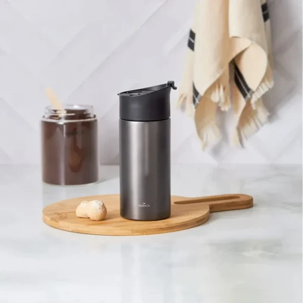 Stainless Steel French Press Flask, 350ml, Silver Black - Image 3