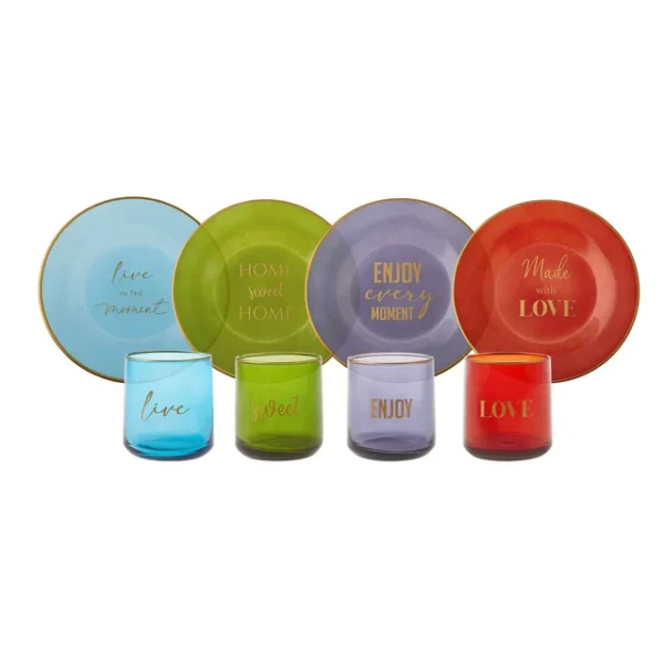 Intense 8-Piece Glass Serveware and Glass Set, Multi