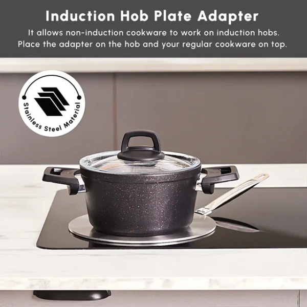 Stainless Steel Induction Hob Plate Adapter, 23.5cm, Grey - Image 4