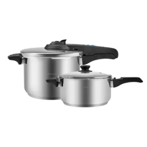 Saga 2-Piece Stainless Steel Induction Pressure Cooker Set, 4L+6L, Black