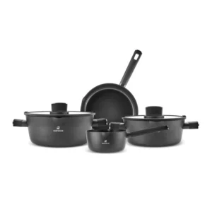 Swiss Crystal Midnight 6-Piece Ceramic Non-Stick Induction Cookware Set, Black