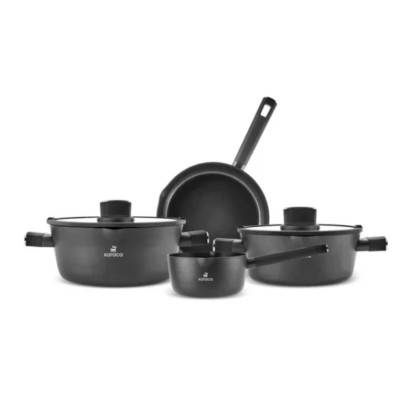 Swiss Crystal Midnight 6-Piece Ceramic Non-Stick Induction Cookware Set, Black