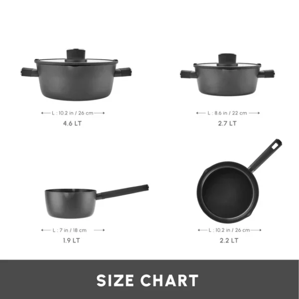 Swiss Crystal Midnight 6-Piece Ceramic Non-Stick Induction Cookware Set, Black - Image 2