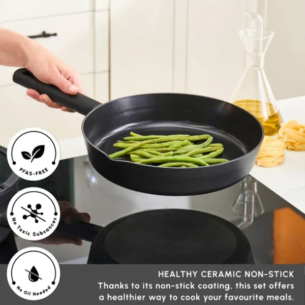 Swiss Crystal Midnight 6-Piece Ceramic Non-Stick Induction Cookware Set, Black - Image 4
