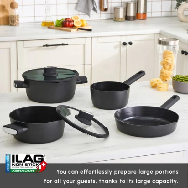 Swiss Crystal Midnight 6-Piece Ceramic Non-Stick Induction Cookware Set, Black - Image 5