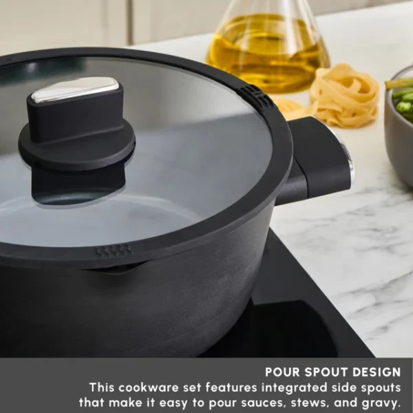 Swiss Crystal Midnight 6-Piece Ceramic Non-Stick Induction Cookware Set, Black - Image 6